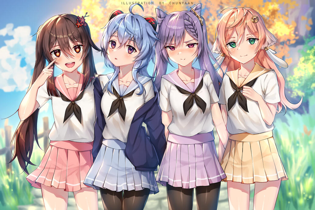 Hu Tao, Ganyu, Keqing, Yanfei | Genshin Impact (2021)